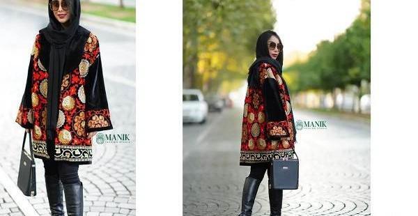عکس مانتو با پارچه سوزن دوزی