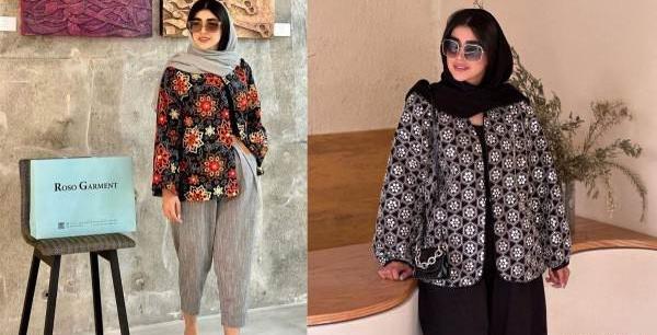 عکس مانتو با پارچه سوزن دوزی
