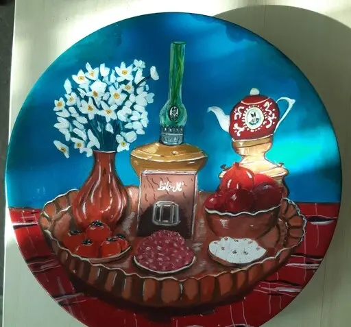 عکس سفره شب یلدا با ظروف مسی