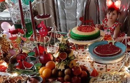 عکس سفره شب یلدا با ظروف مسی