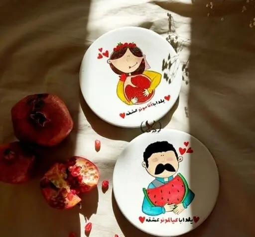 عکس سفره شب یلدا با ظروف مسی