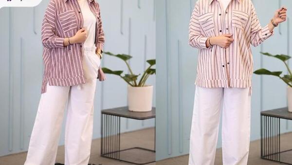 ژست عکس دخترانه با پیراهن مردانه