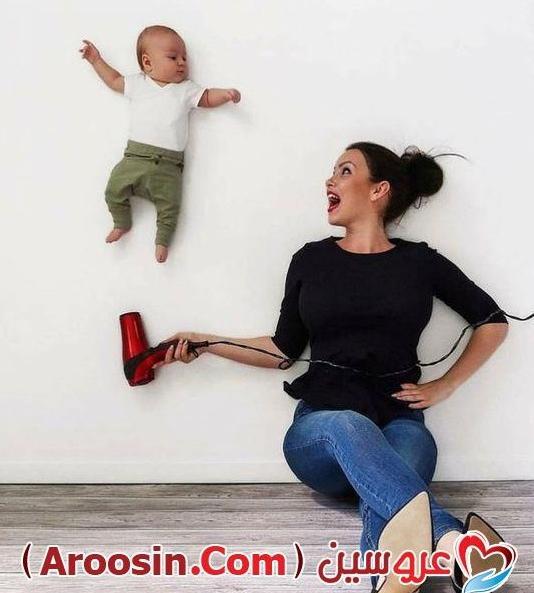 ژست عکس مادر پسری در طبیعت