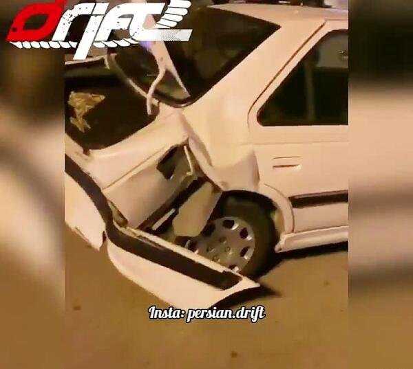 عکس پژو پارس تصادفی در شب