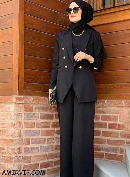 ژست عکس دخترانه با کت و شلوار