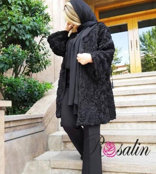 عکس مانتو ژاکارد مشکی