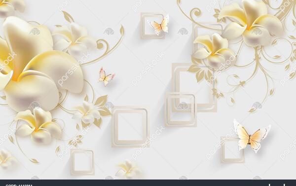 عکس کاغذ دیواری سفید طلایی