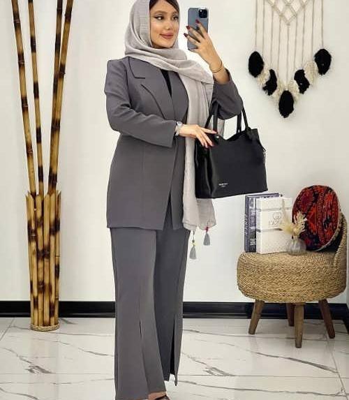 عکس کت شلوار طوسی زنانه