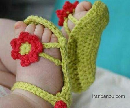 عکس کفش بافتنی بچه گانه دخترانه