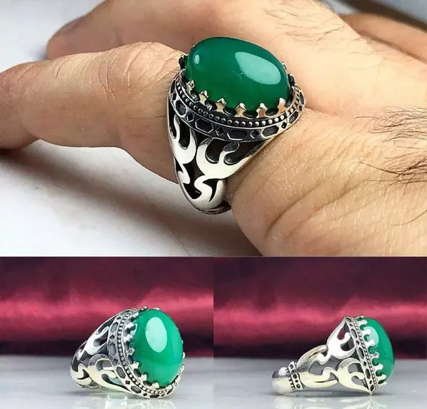 عکس انگشتر عقیق سبز
