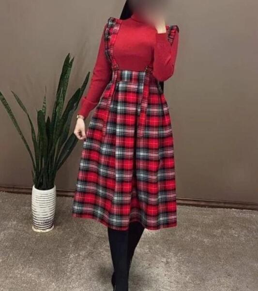عکس مدل سارافون چهارخونه پاییزی