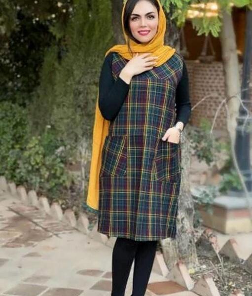 عکس مدل سارافون چهارخونه پاییزی