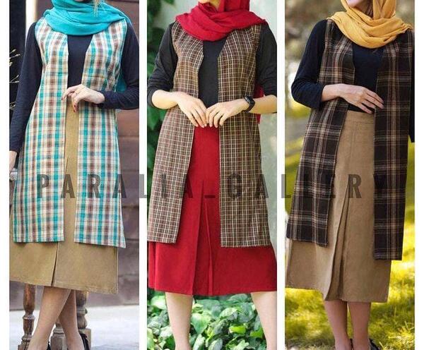 عکس مدل سارافون چهارخونه پاییزی