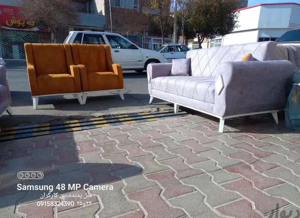 عکس مبل طوسی خردلی