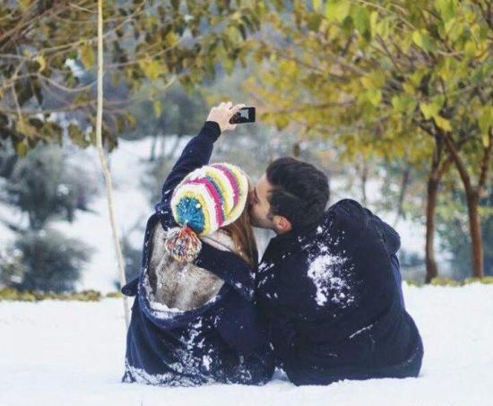 عکس نوشته عاشقانه هوای برفی