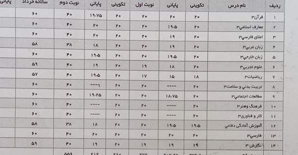 عکس کارنامه نی نی سایت