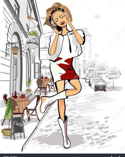 عکس نقاشی دختر با هدفون