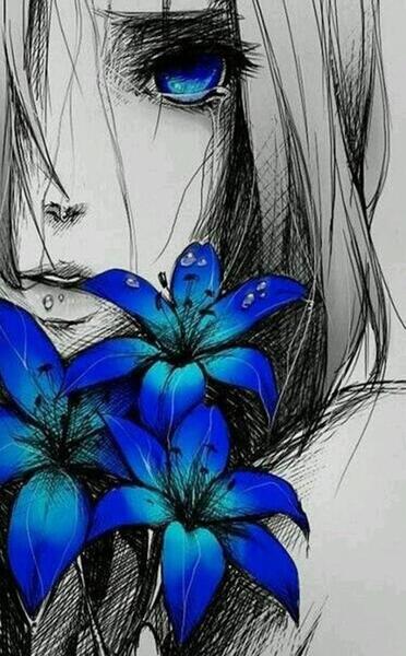 عکس نقاشی از دختر غمگین