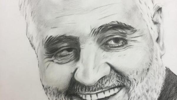 عکس شهید سلیمانی کودکانه