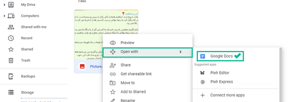 تبدیل عکس به متن در گوگل درایو