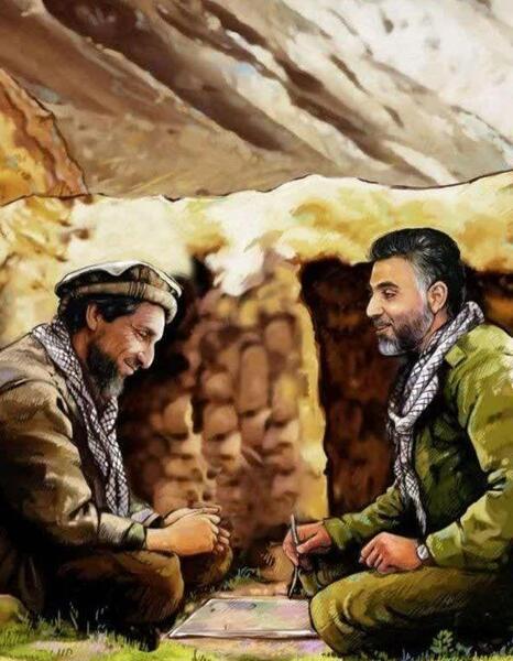 عکس احمد شاه مسعود با قاسم سلیمانی