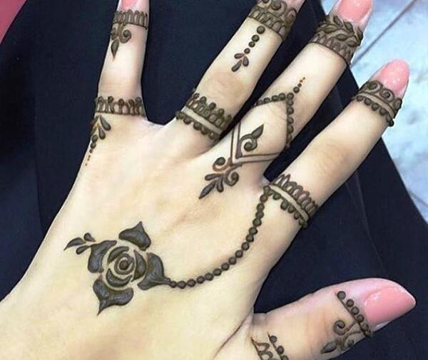 عکس نقشه ی حنا روی دست