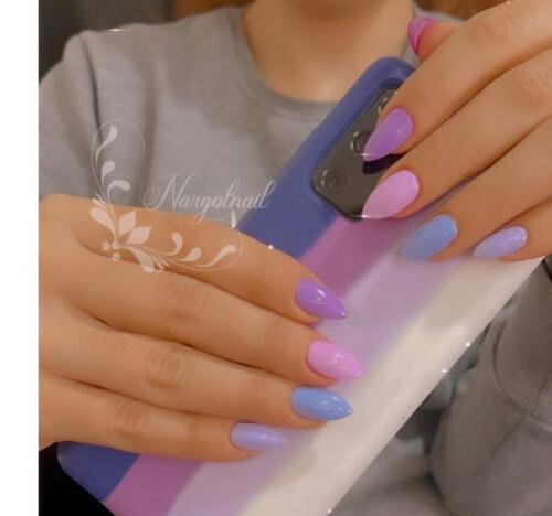 عکس ژلیش ناخن رنگ بنفش