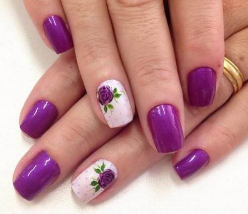 عکس طراحی ناخن رنگ بنفش