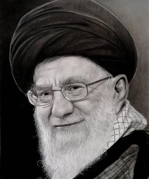 عکس نقاشی سیاه قلم رهبر