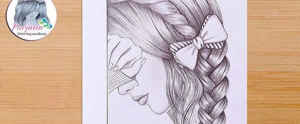 عکس نقاشی دختر غمگین ساده