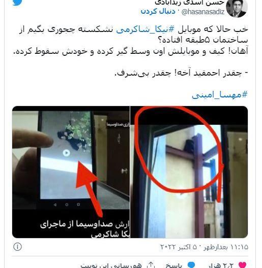 عکس نیکا شاکرمی پس از سقوط