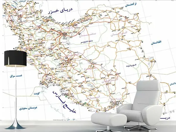 عکس نقشه ایران سیاه با دریا