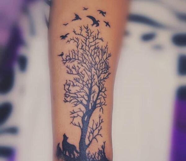 عکس تاتو روی دست جنگل