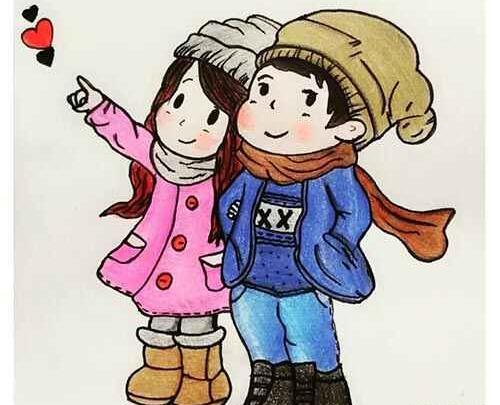 عکس نقاشی فانتزی عاشقانه دختر و پسر