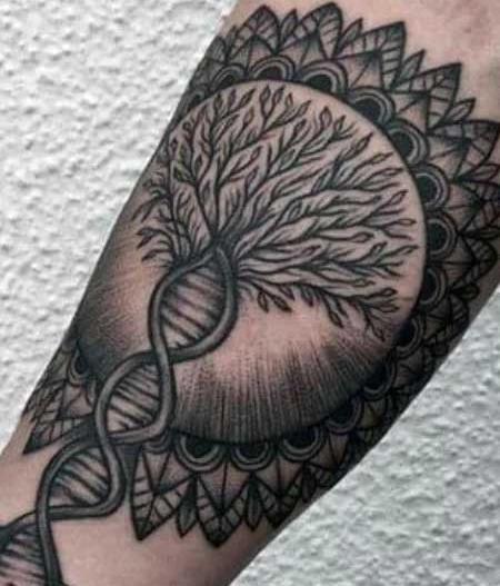 عکس تاتو روی دست درخت