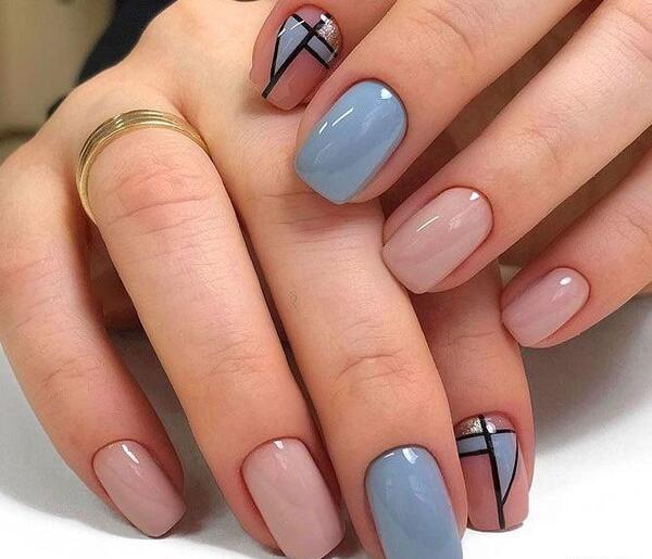 عکس طرح ناخن طوسی صورتی