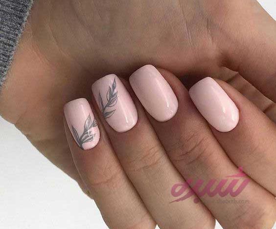 عکس طرح ناخن طوسی صورتی
