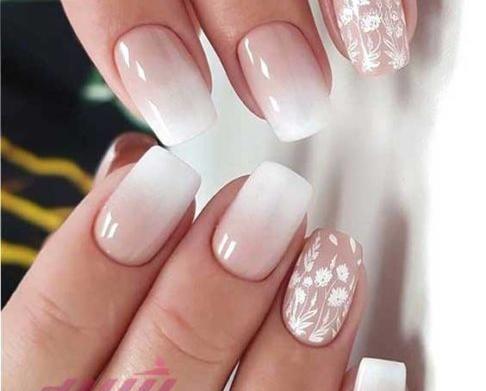 عکس طرح ناخن سفید صورتی