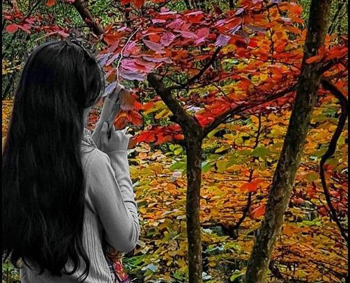 عکس پاییزی و دختر