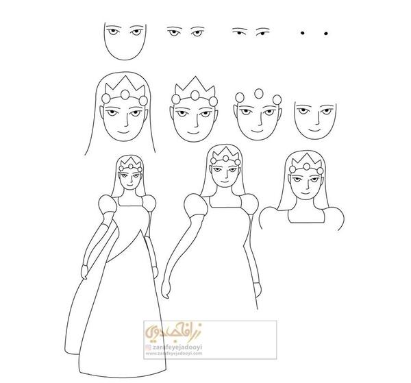 عکس نقاشی ساده و زیبا پرنسس