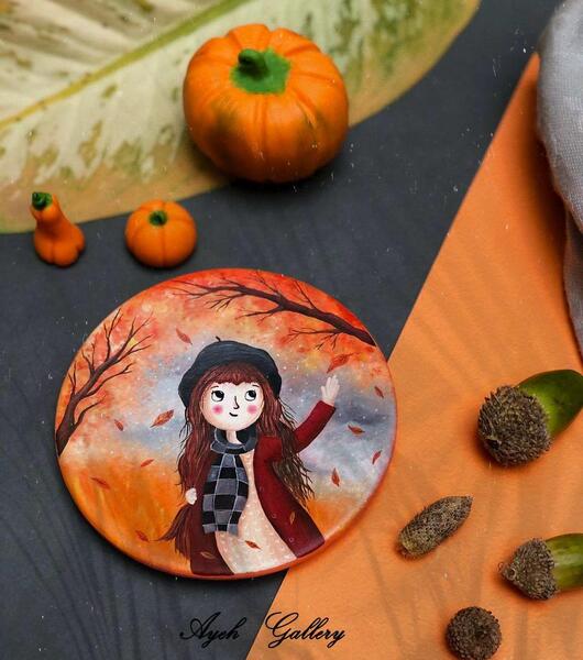 عکس نقاشی دختر پاییزی