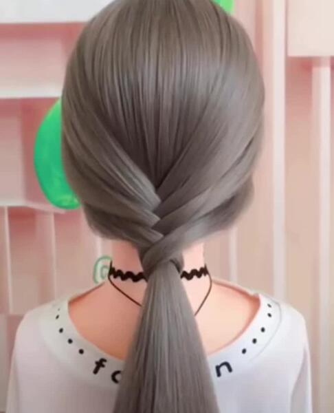 عکس مدل بافت مو ساده و شیک دخترانه