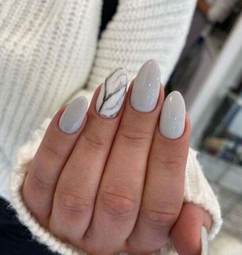 عکس مدل ناخن طوسی سفید