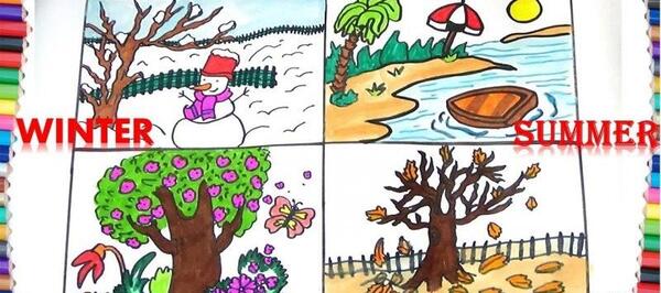 عکس نقاشی ساده چهار فصل