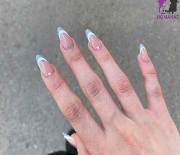 عکس مدل ناخن فرنچ آبی