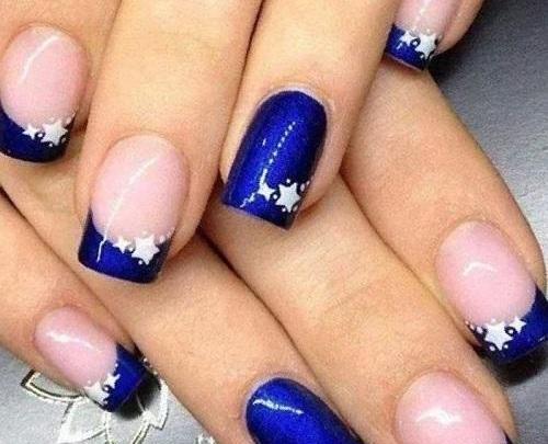عکس مدل ناخن فرنچ آبی