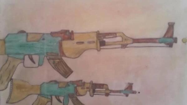 عکس نقاشی ساده تفنگ