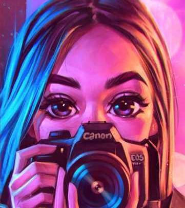 عکس نقاشی دختر عکاس