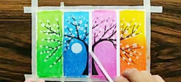 عکس نقاشی گل با مداد شمعی