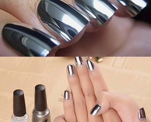 عکس طرح ناخن آبی کاربنی